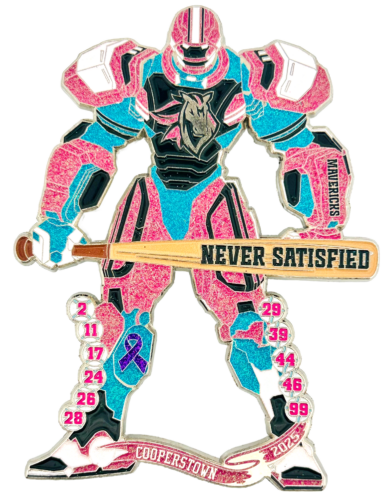 2025 Mavericks Robot Glitter Neon Cut Outs Baseball About Cooperstown Enamel Pin