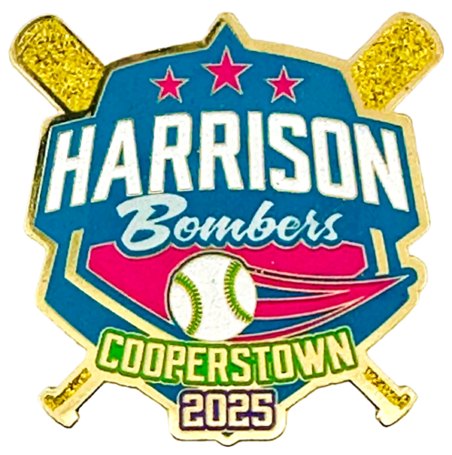 2025 Neon Baseball Cooperstown Emblem Enamel Pin with Glitter Cooperstown Pin Collection