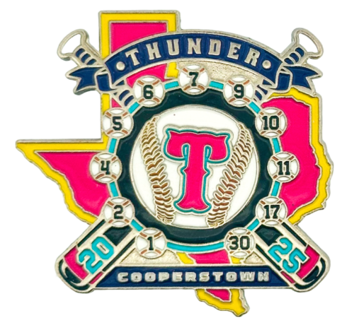 2025 Texas Cooperstown Neon Baseball Enamel Trading Pin with Spinner