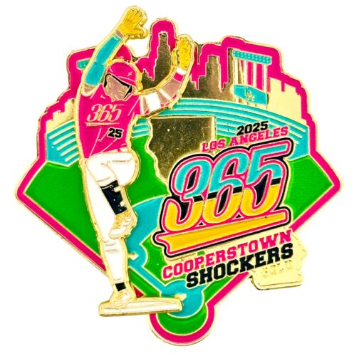 About Cooperstown Pins - 365 Shockers Neon Baseball Cooperstown Enamel Pin
