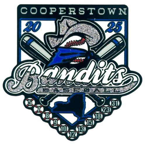 Cooperstown Pin Collection - Bandits Silver Glitter Baseball Cooperstown Enamel Pin
