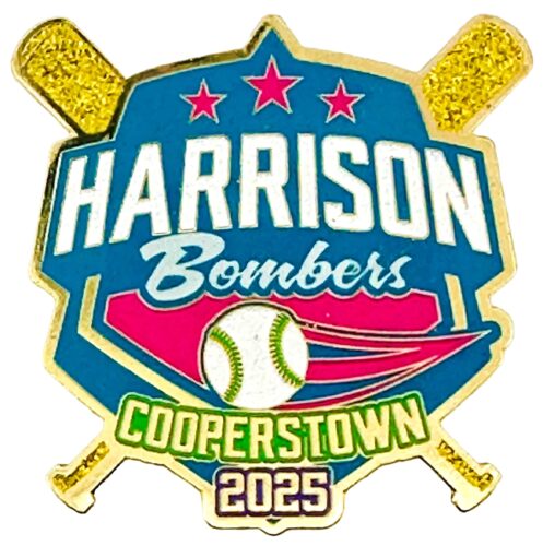 Cooperstown Pin Collection - Neon Baseball Cooperstown Emblem Enamel Pin with Glitter
