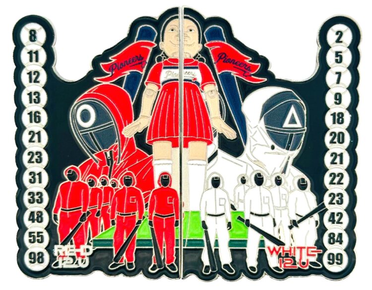 Cooperstown Pin Collection - Pioneer Red White Squid Game Puzzle Baseball Cooperstown Enamel Pin