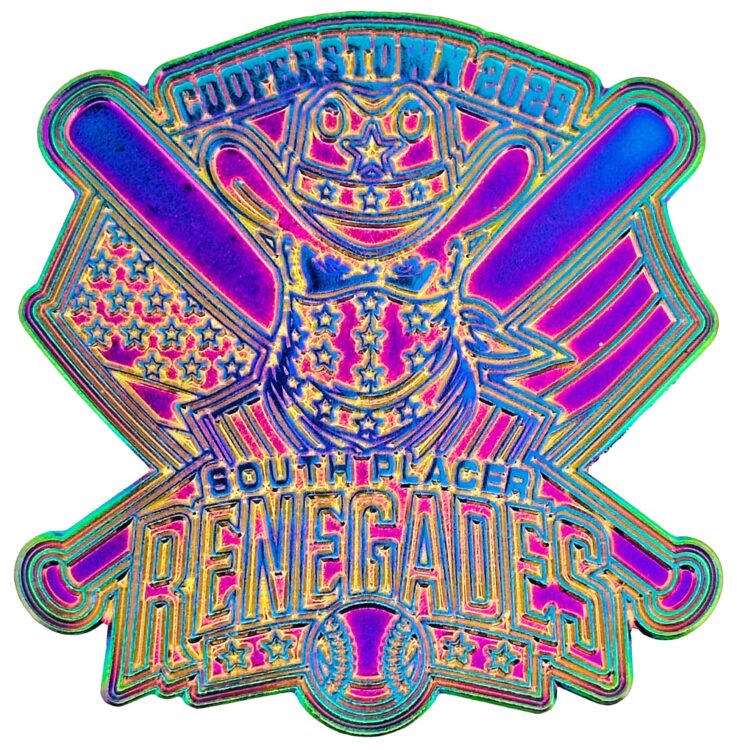 Cooperstown Pin Collection - South Placer Renegades Diecut Rainbow Raw Baseball Cooperstown Enamel Pin