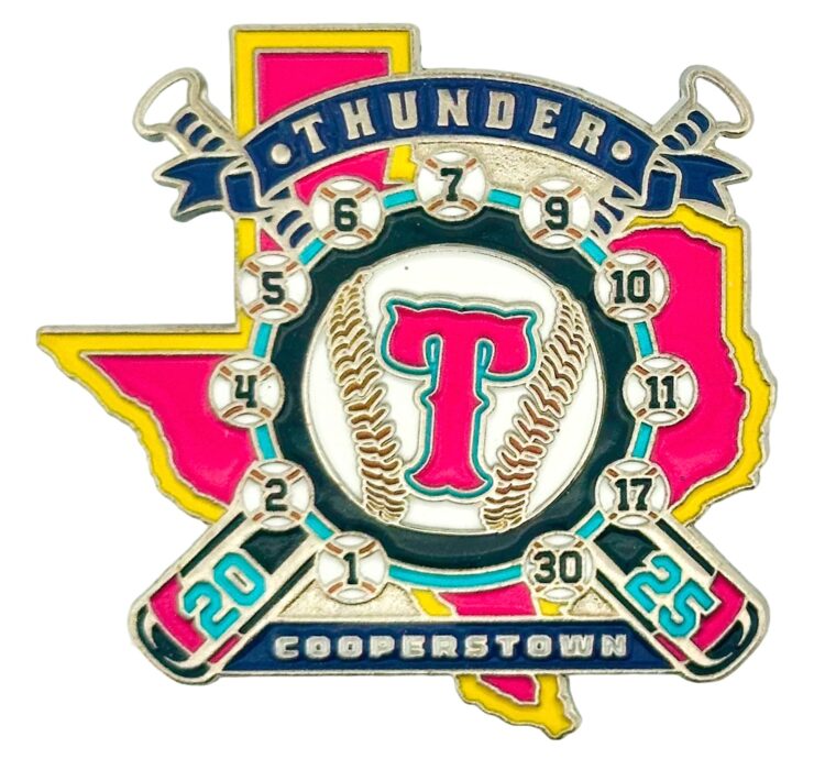 Cooperstown Pin Collection - Texas Cooperstown Neon Baseball Enamel Pin with Spinner