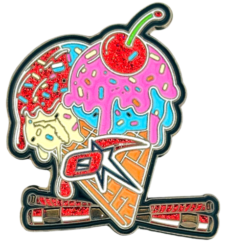 Cooperstown Trading Pins - Ice Cream Cherry Drip Baseball Cooperstown Enamel Pin