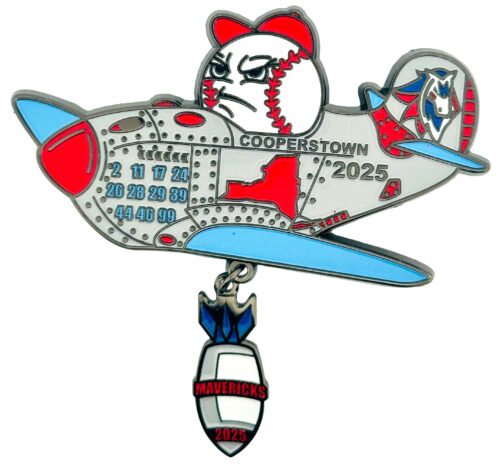 Custom Trading Pins - Bombers Mavericks Plane Baseball Cooperstown Enamel Pin with Dangler