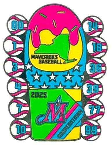 Trading Pin Pricing - Mavericks Neon Sliding Mitt Baseball Cooperstown Enamel Pin
